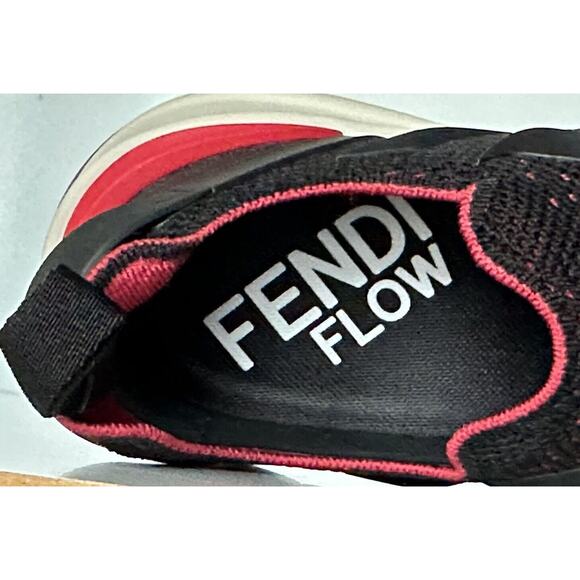 NIB 1050 Fendi Flow Men\'s Fabric Black/Red Sneakers 11 US (Fendi 10) 7E1504 IT main image 4